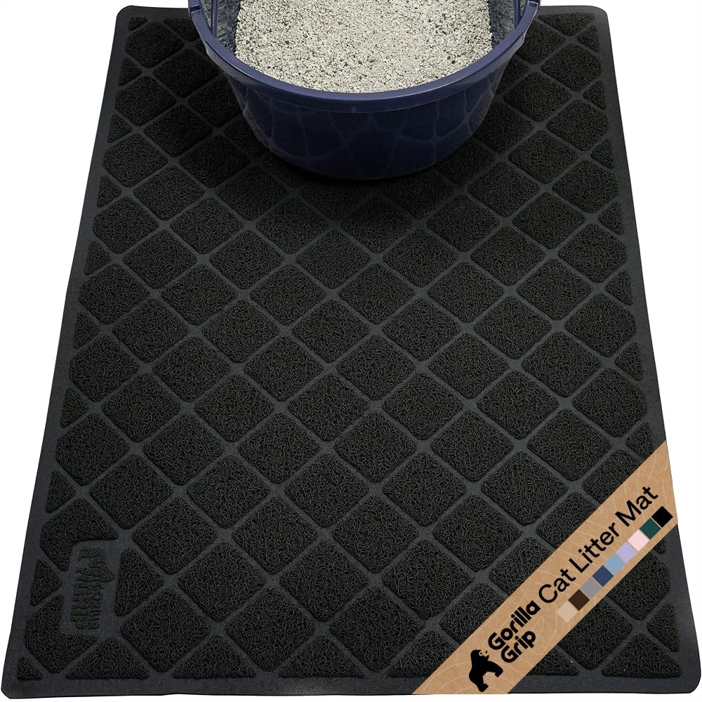 GORILLA GRIP cat litter box mat top-side coils trapping litter to reduce mess