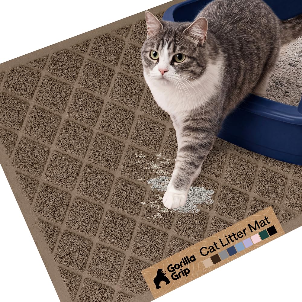 Gorilla Grip cat litter box mat traps litter for a tidier floor.