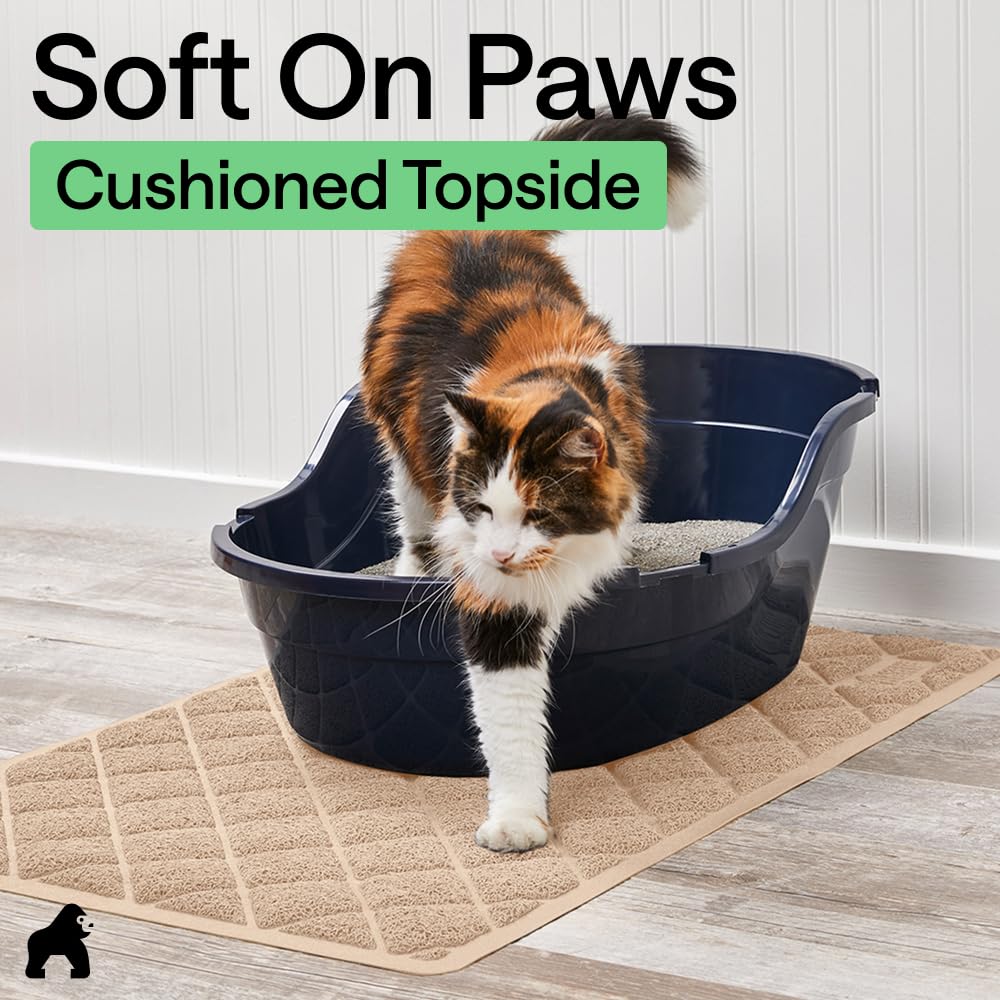 GORILLA GRIP anti-slip mat reduces shifting during cat exits.