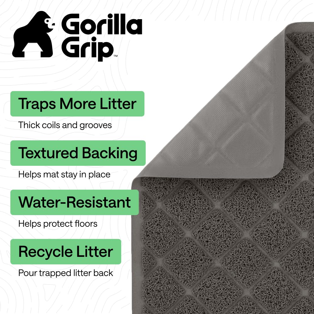 GORILLA GRIP cat litter mat featuring coil mesh traps litter effectively