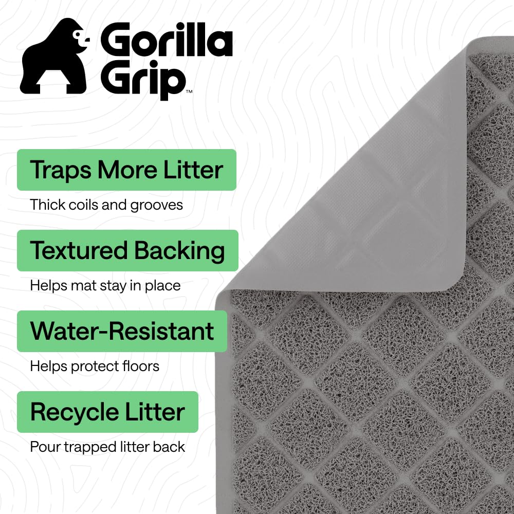 GORILLA GRIP mat's deep grooves collect litter and reduce tracking around the room.