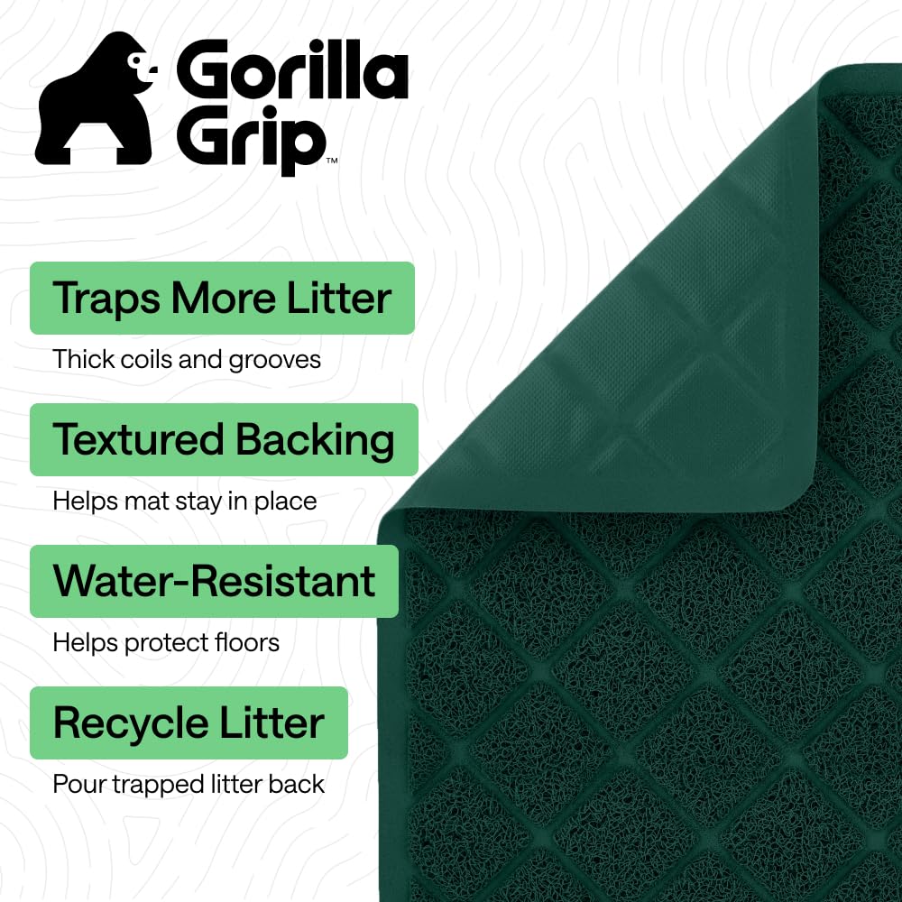 GORILLA GRIP Cat Litter Mat deep grooves hold litter for easy disposal.