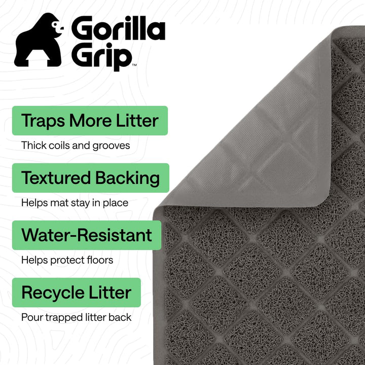 GORILLA GRIP Cat Litter Mat deep grooves trap scattered litter easily.