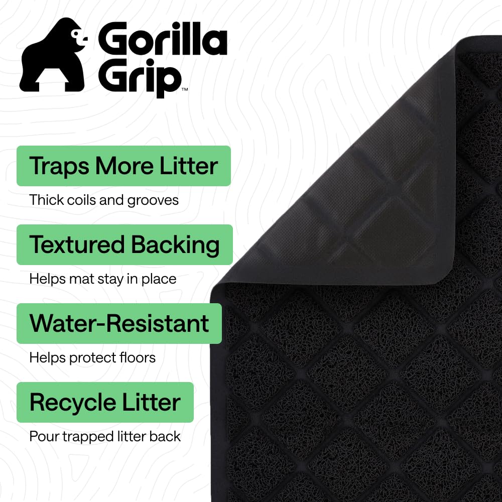 GORILLA GRIP mat highlights deep grooves trapping stray litter at exit