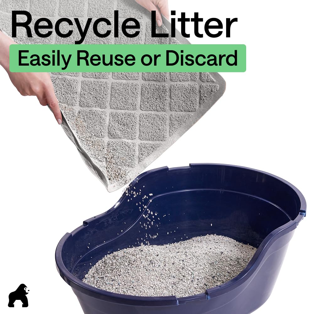 Gorilla Grip mat helps recycle litter by tipping back into the box.