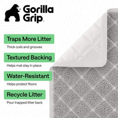 Gorilla Grip mat deep grooves catch stray litter for easy disposal.