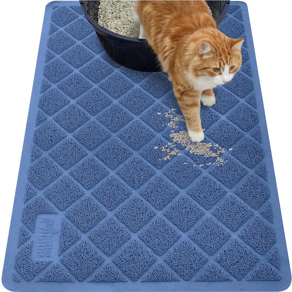 GORILLA GRIP Cat Litter Mat top view highlights cushioned coils trapping litter to keep floors clean.