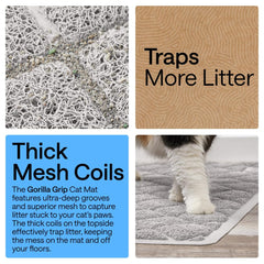 Gorilla Grip cat litter mat with textured backing stays in place during use.