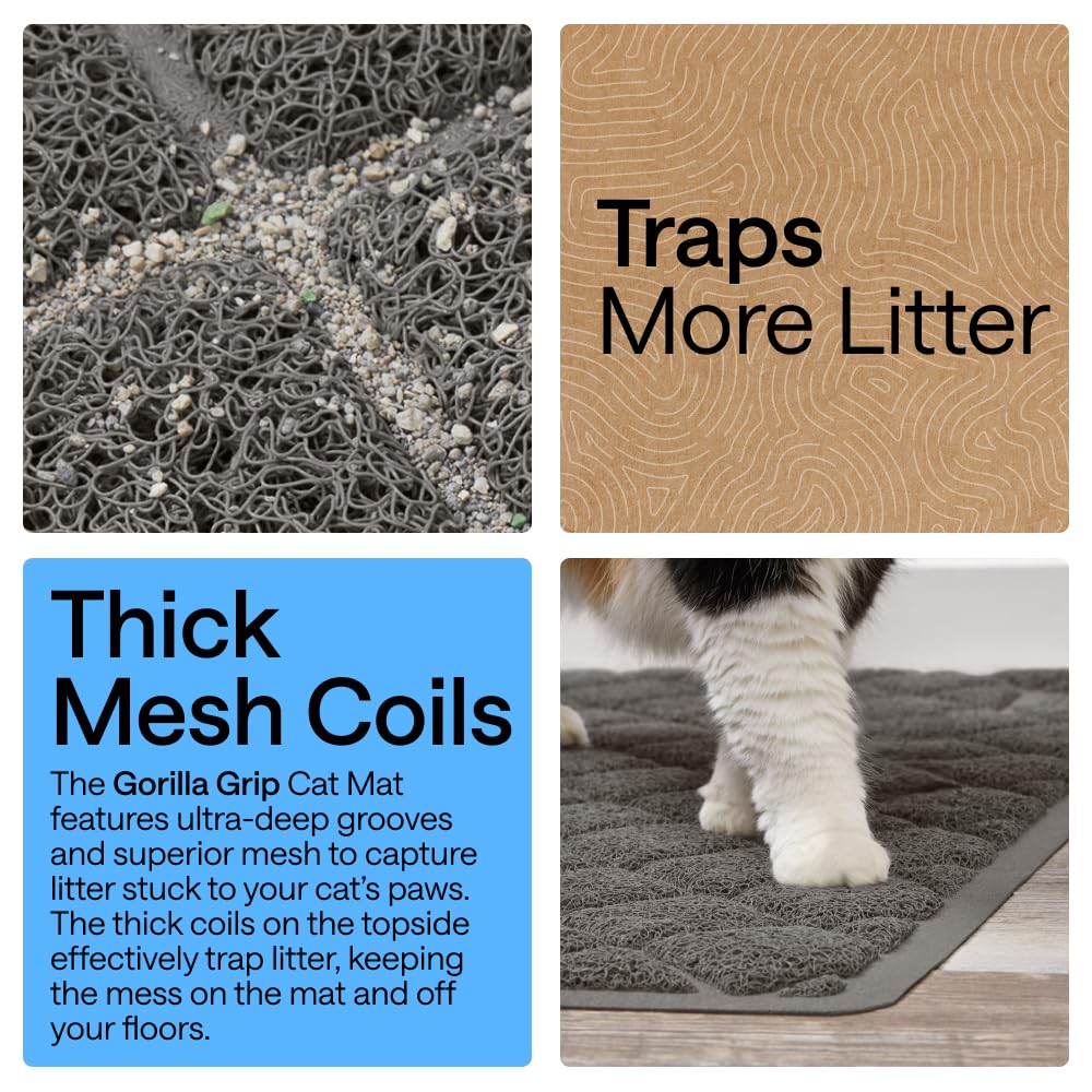 GORILLA GRIP cat mat features textured backing to stay in place during use.