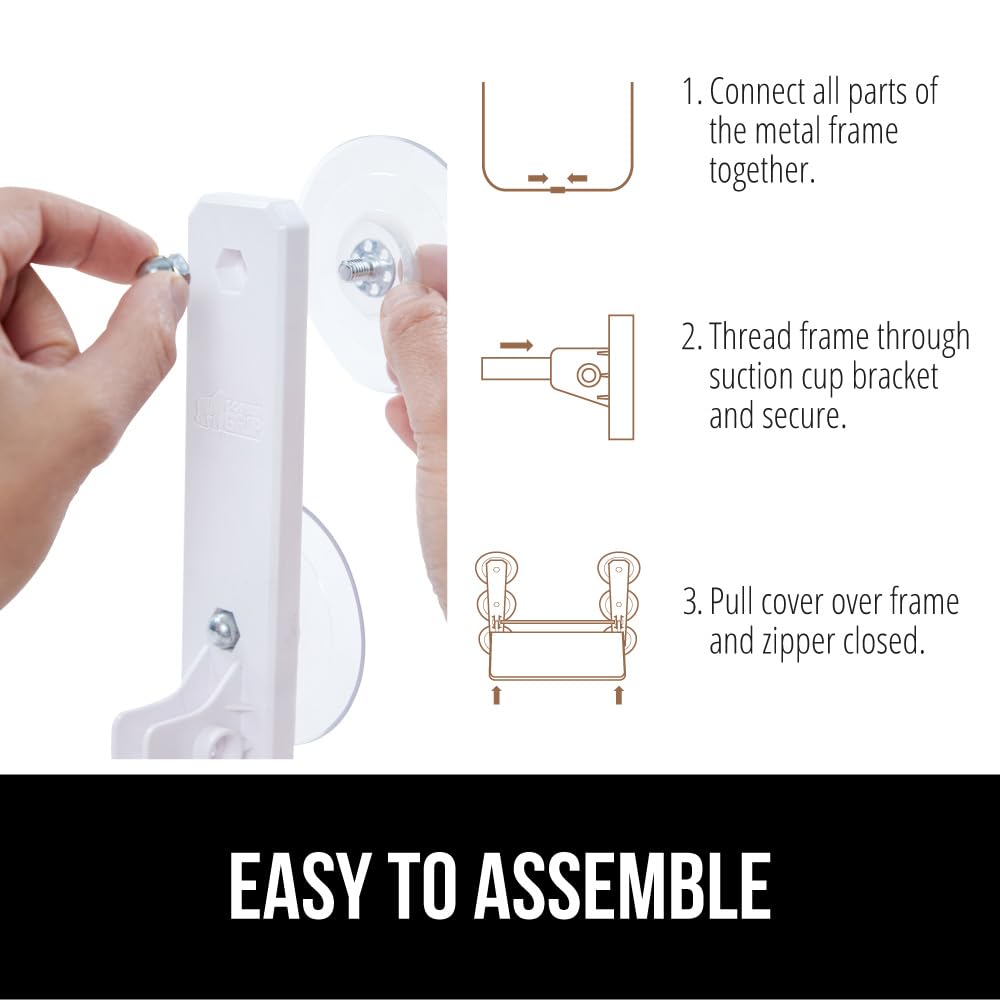 GORILLA GRIP cat window perch folds flat for easy storage behind curtains.