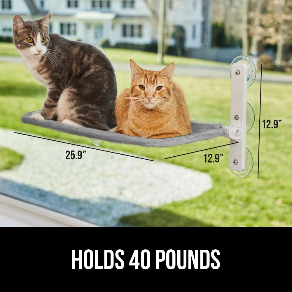 GORILLA GRIP cat window perch large surface area for comfy lounging.
