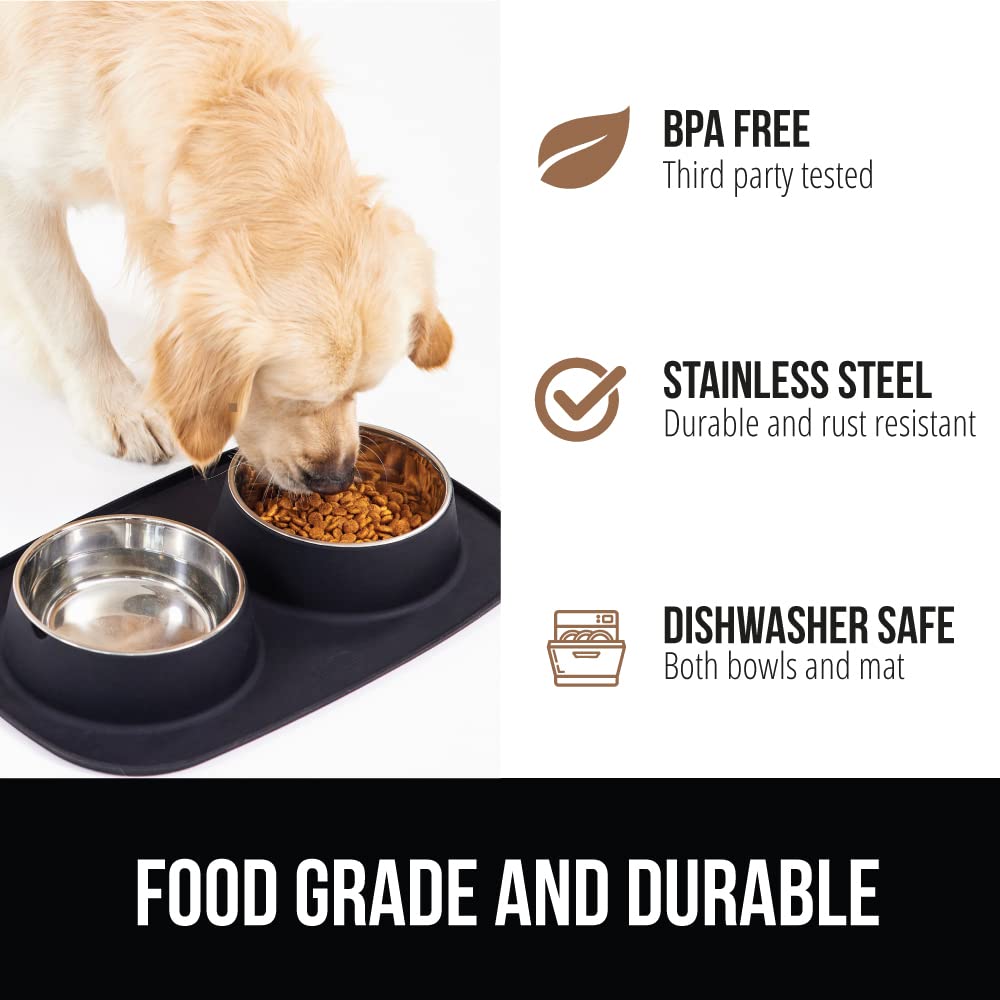 Gorilla Grip dishwasher-safe bowls and mat simplify cleanup after meals.