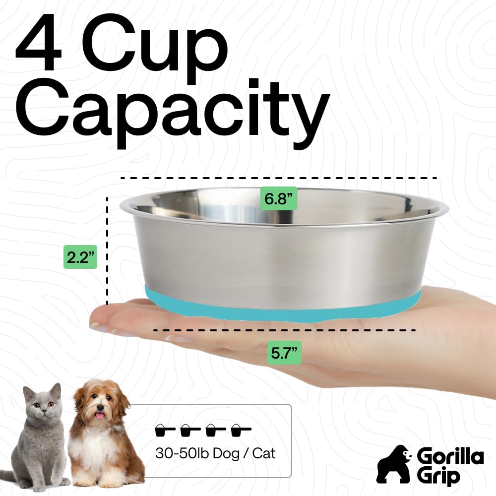 GORILLA GRIP dishwasher-safe pet bowl for easy cleaning after meals.
