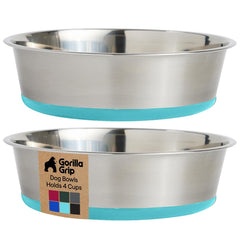 GORILLA GRIP dog bowl with 4-cup capacity for stable meals.