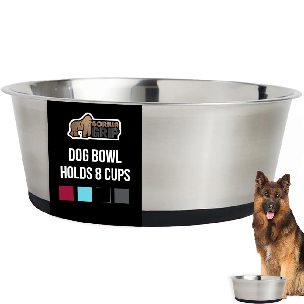 Gorilla Grip dog bowl with 8-cup capacity for large dogs and steady feeding