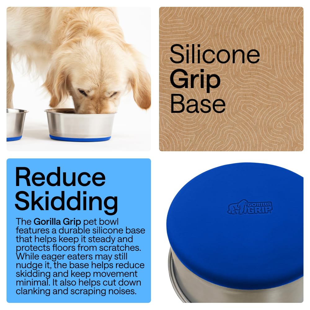 GORILLA GRIP dog bowls made with food-grade 304 stainless steel for safe serving