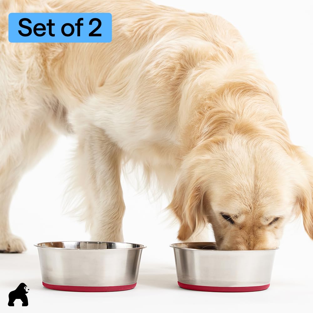 Gorilla Grip red finish bowls add bold color to feeding area