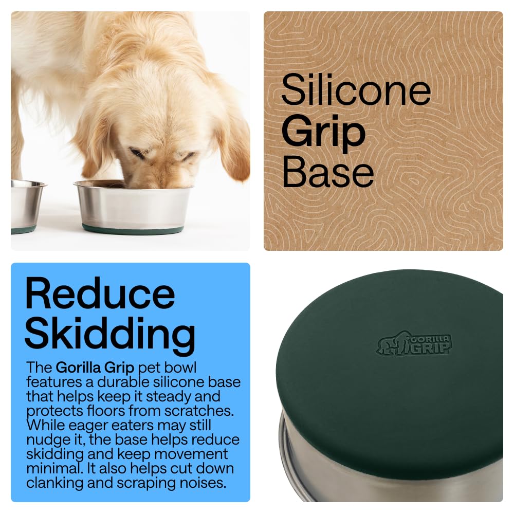 GORILLA GRIP dog bowls silicone base bottom preventing slips and floor noise.