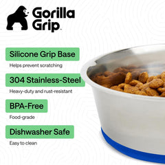 GORILLA GRIP bowls with silicone bottom offer stable, quiet meals on any surface.