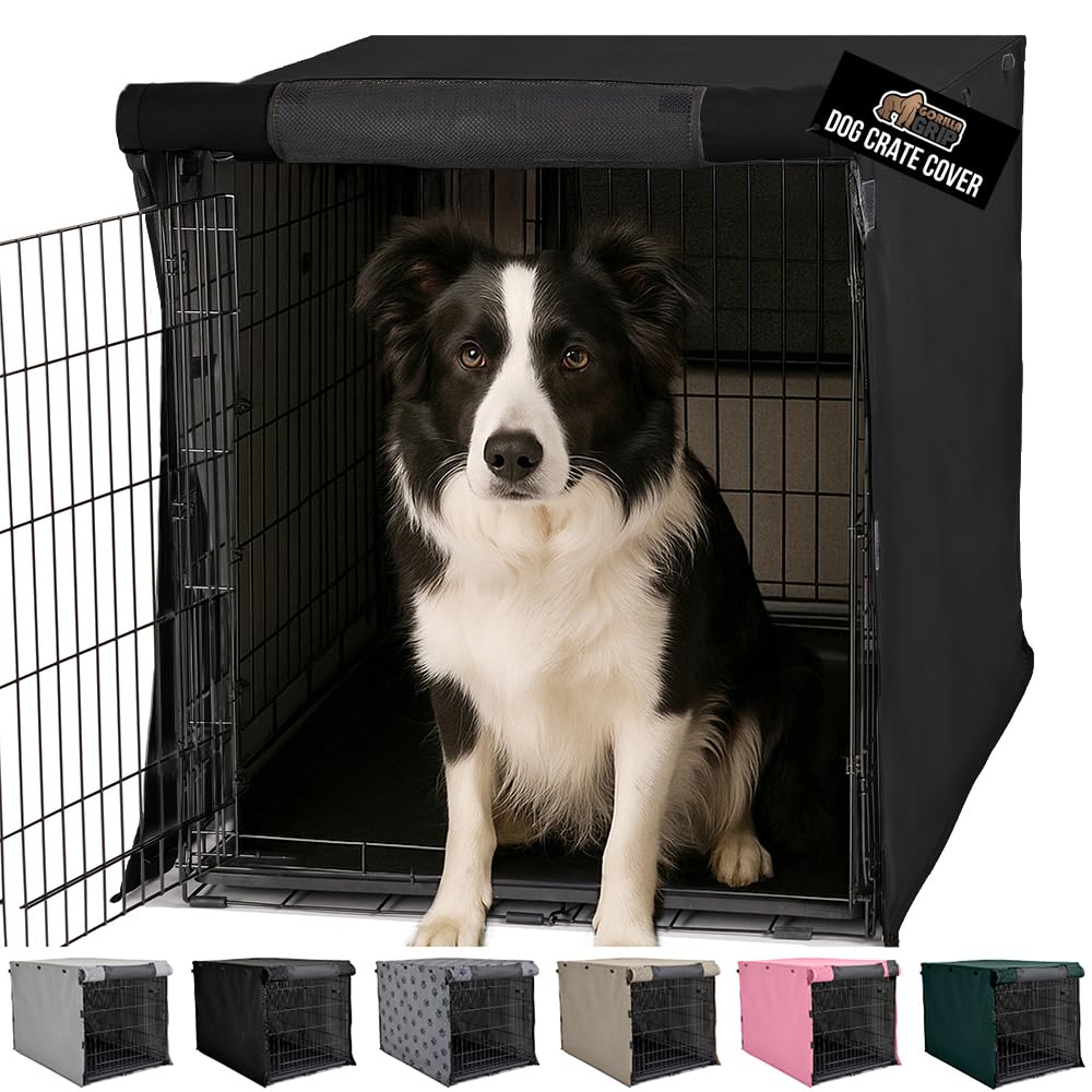 GORILLA GRIP dog crate cover 36in front view helps keep crate calm.