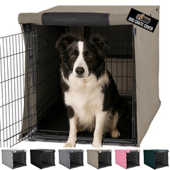Gorilla Grip dog crate cover on a 36-inch kennel creating a calmer den