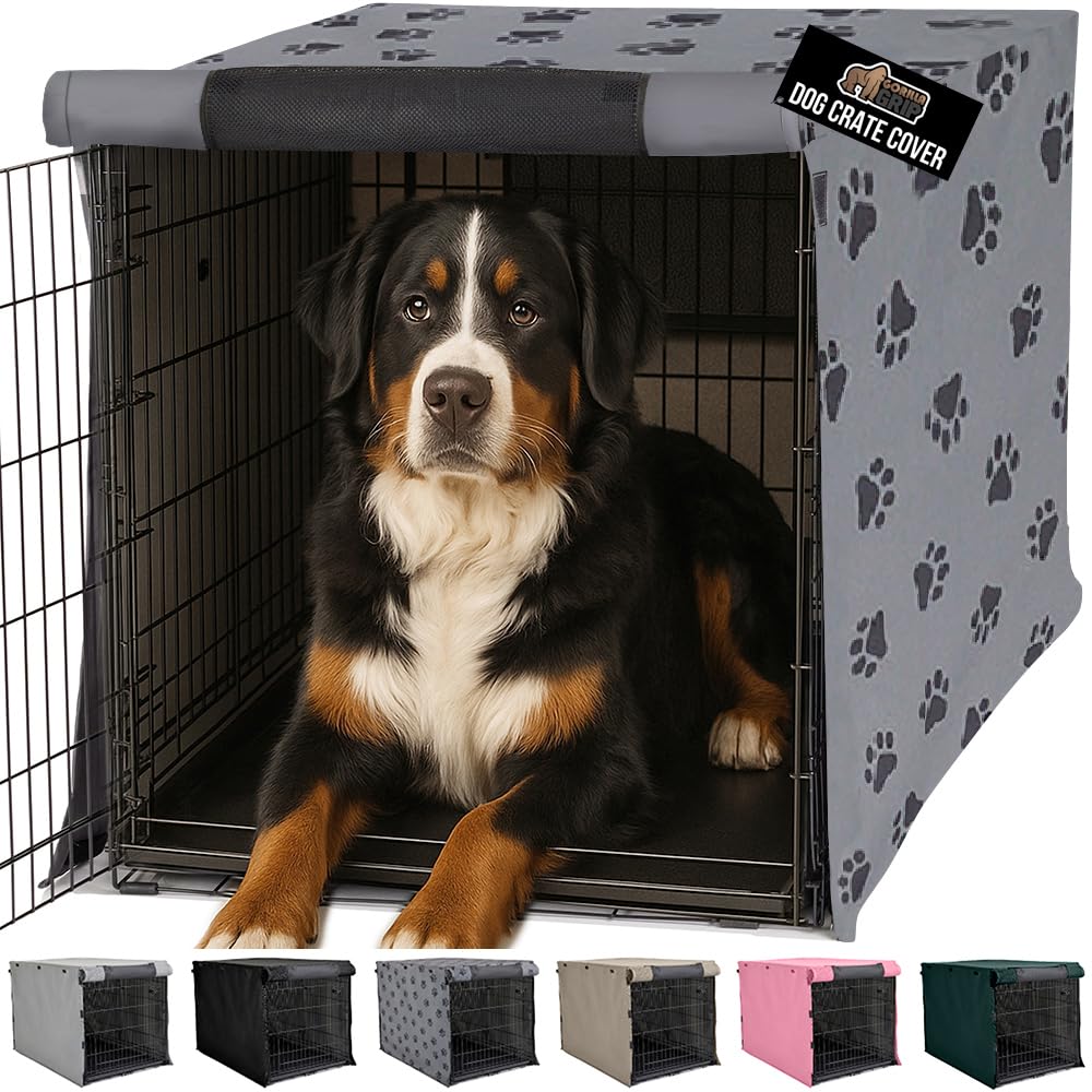 Gorilla Grip dog crate cover front mesh window for visibility and privacy