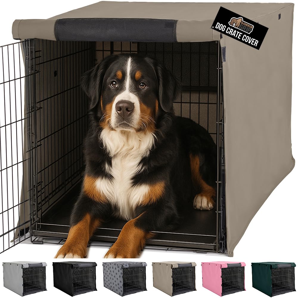 GORILLA GRIP crate cover front view with breathable mesh window for calm visibility.