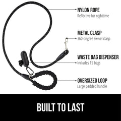 GORILLA GRIP Dog Leash 360 swivel clasp ensures smooth turns.