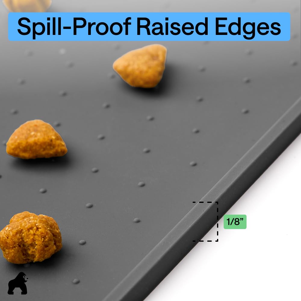 GORILLA GRIP easy-clean silicone mat after meals on a kitchen floor
