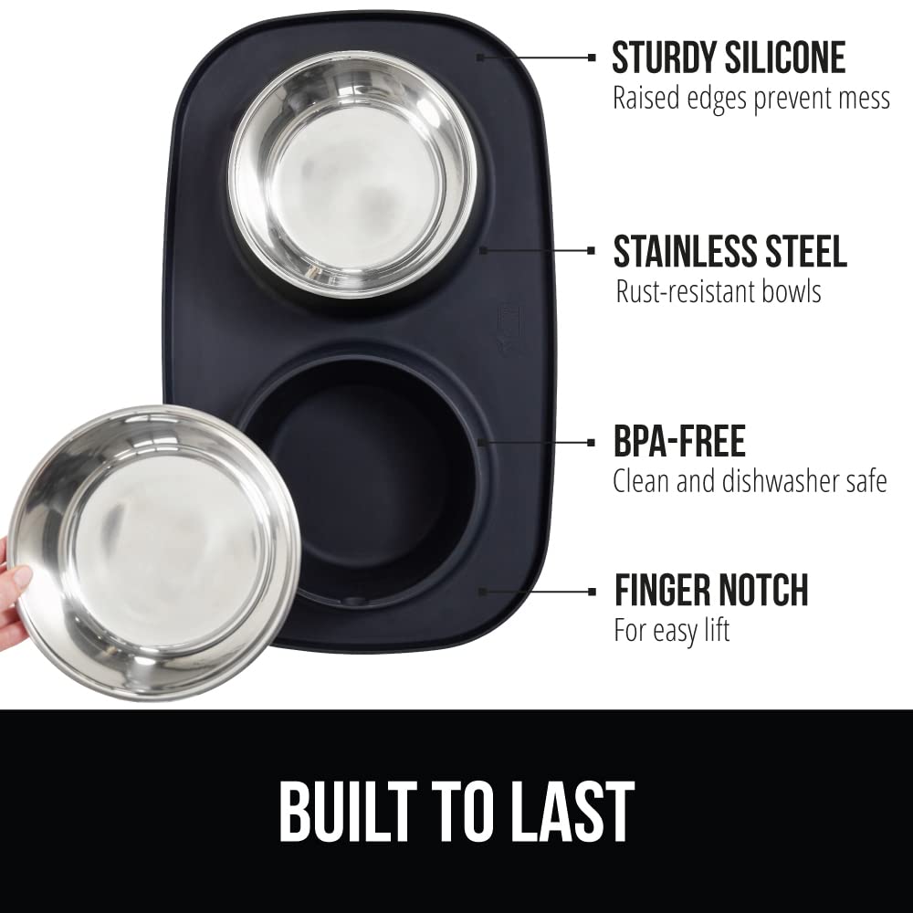 GORILLA GRIP 2 cup bowl on silicone mat reduces spills during feeding
