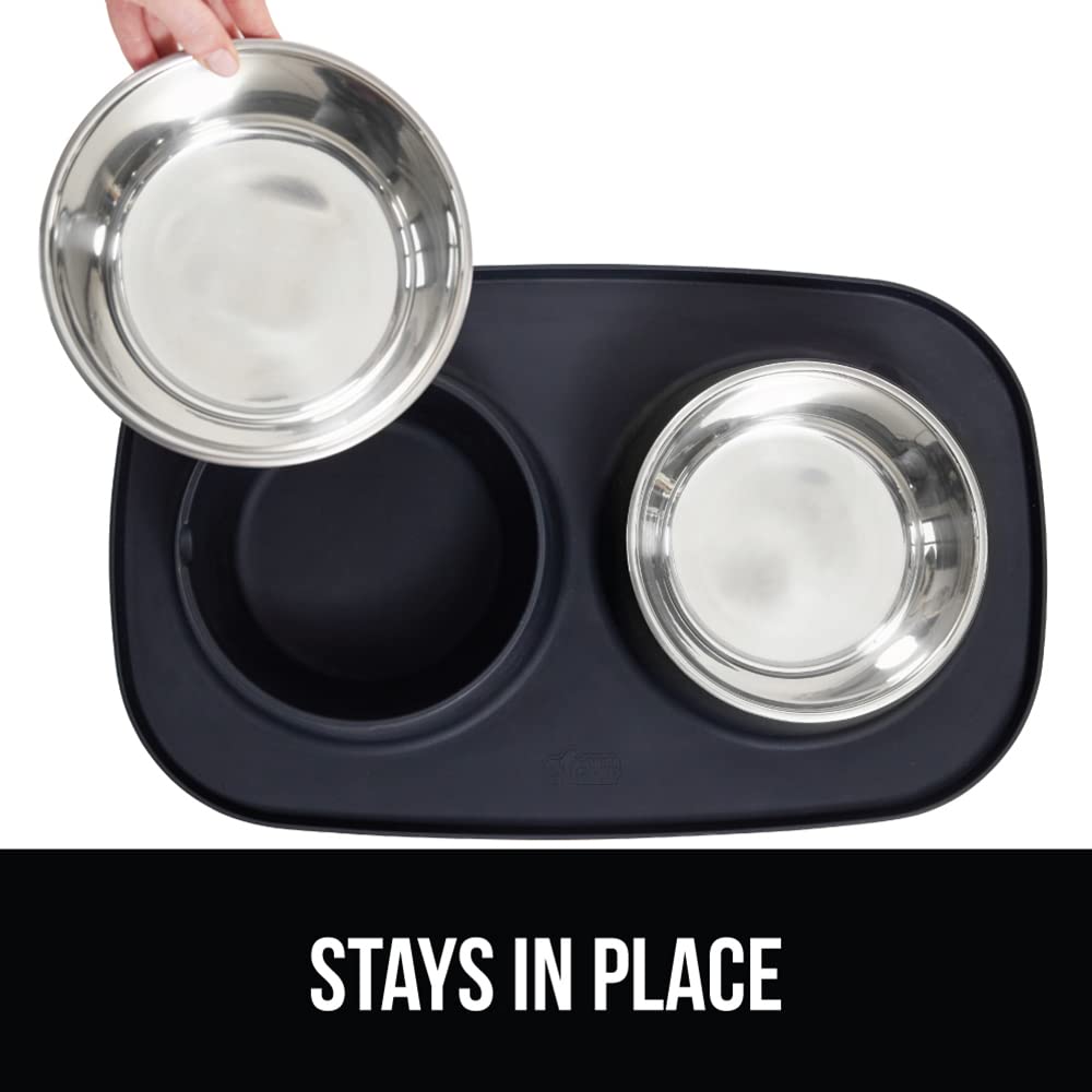 GORILLA GRIP 4 cup bowls on raised-edge mat catches overflow