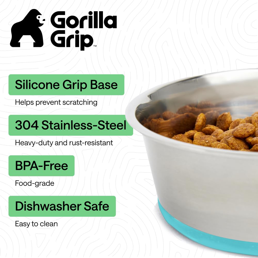 GORILLA GRIP food-grade 304 stainless steel bowl for safe feeding.