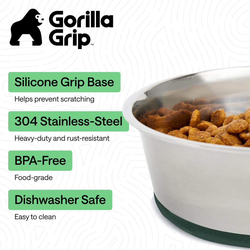 GORILLA GRIP food-grade 304 stainless steel bowl keeps meals safe and clean