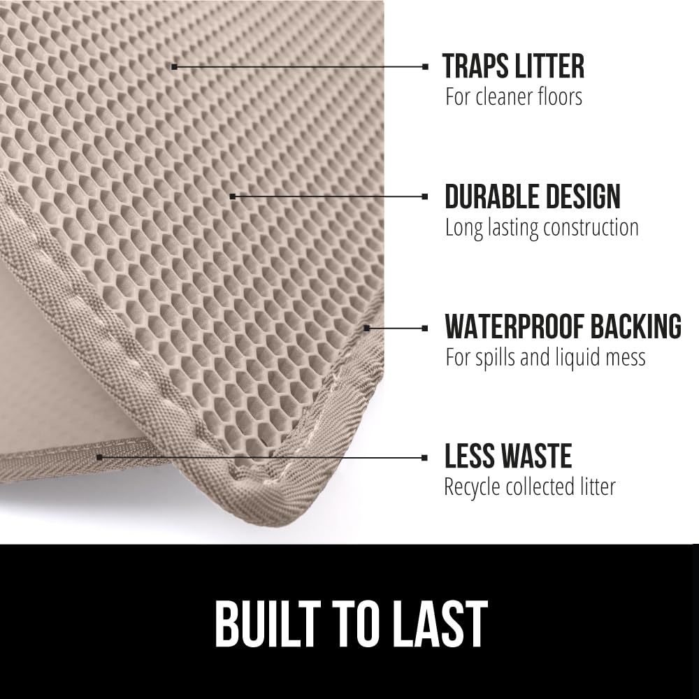 GORILLA GRIP honeycomb cat litter mat bottom leakproof layer catches spills for cleanup.