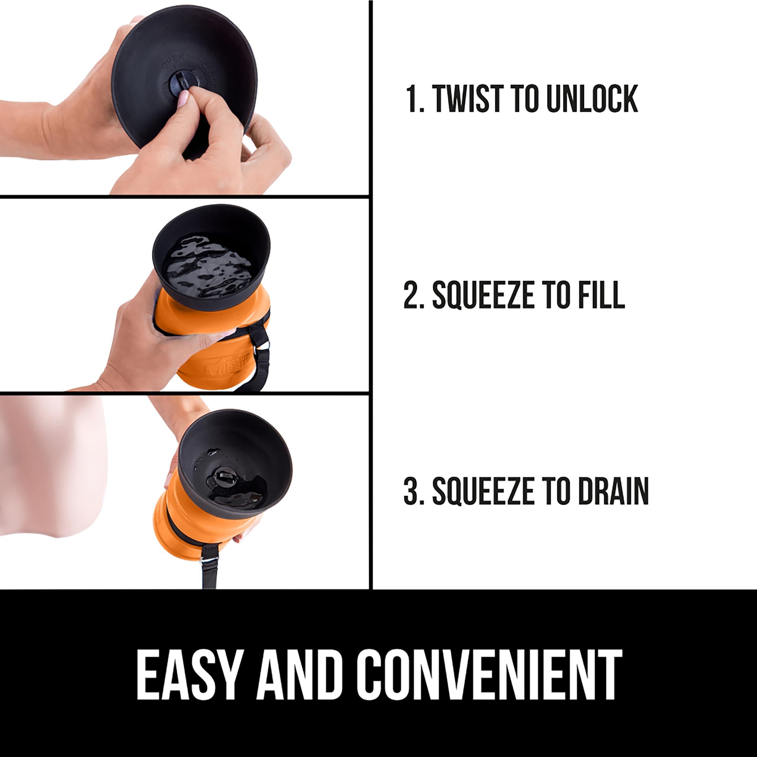GORILLA GRIP large-capacity 20oz bottle for longer outings.
