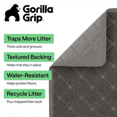 GORILLA GRIP mat with deep grooves keeps litter contained and floors tidy.