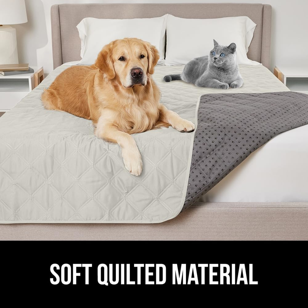 Gorilla Grip 68x82 blanket cushions pets while lounging.