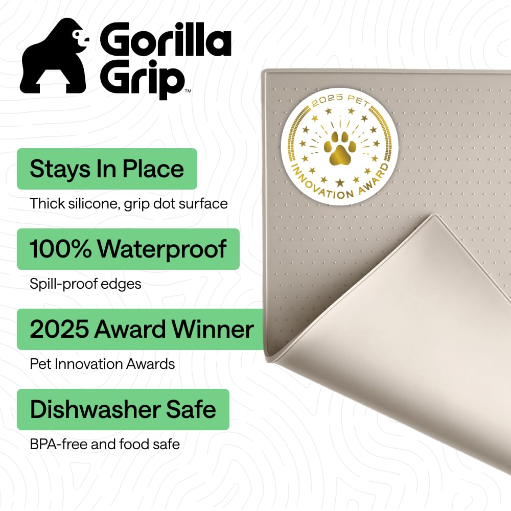 Gorilla Grip silicone mat close-up showing raised edge and texture for stability