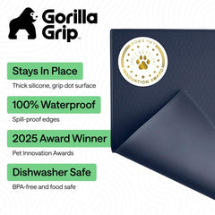 Gorilla Grip raised-edge spill protection highlights contained mess.
