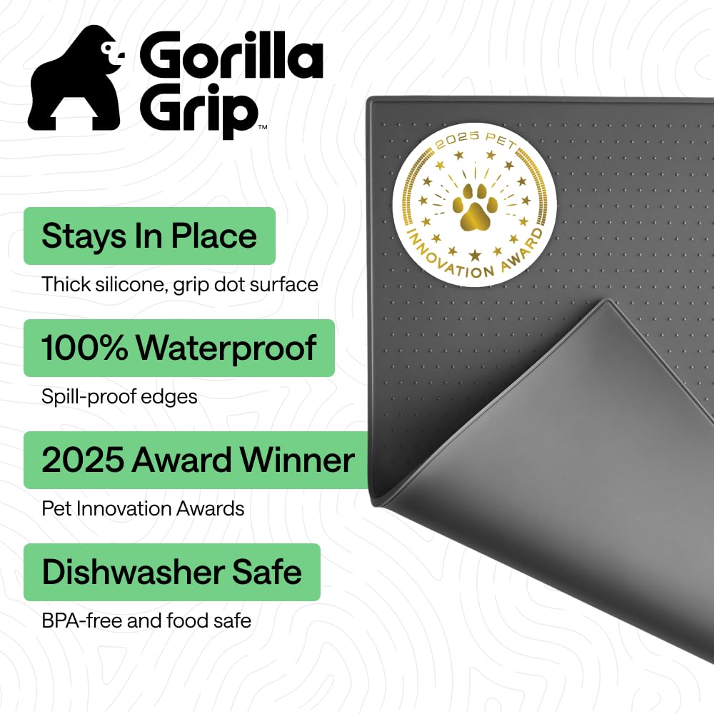 GORILLA GRIP silicone mat with slip-resistant top keeps bowls steady
