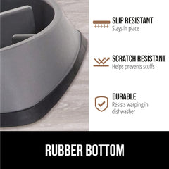 GORILLA GRIP bowl accepts wet, dry, or mixed meals for flexibility.