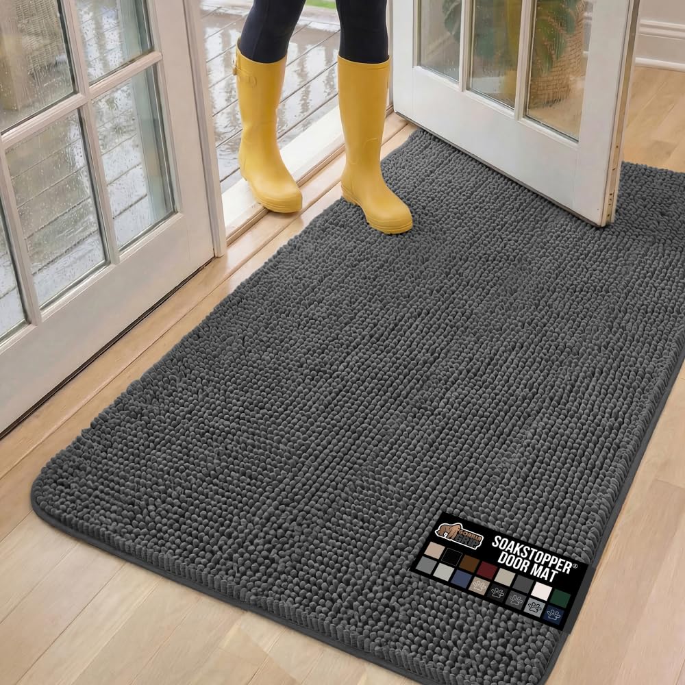 GORILLA GRIP SoakSTOPPER with absorbent top layer traps moisture at the doorway.