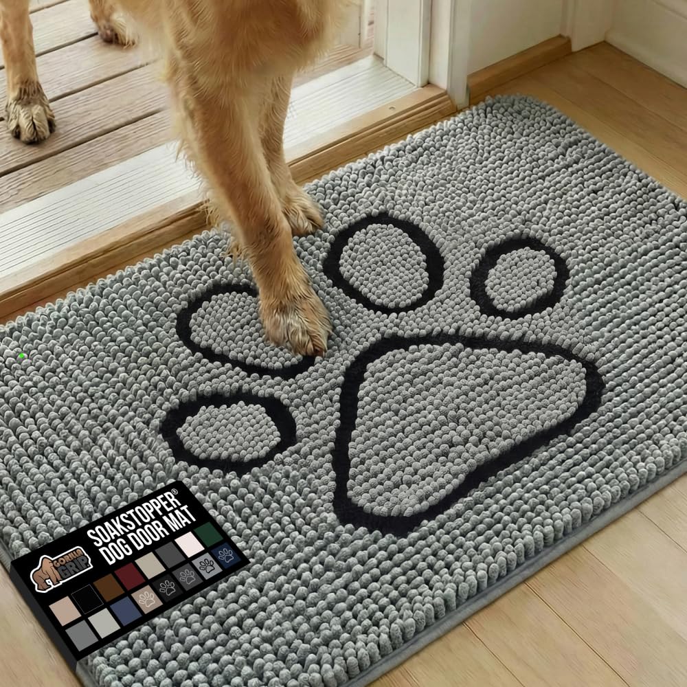 GORILLA GRIP SoakSTOPPER dog door mat—absorbent top layer captures moisture effectively.