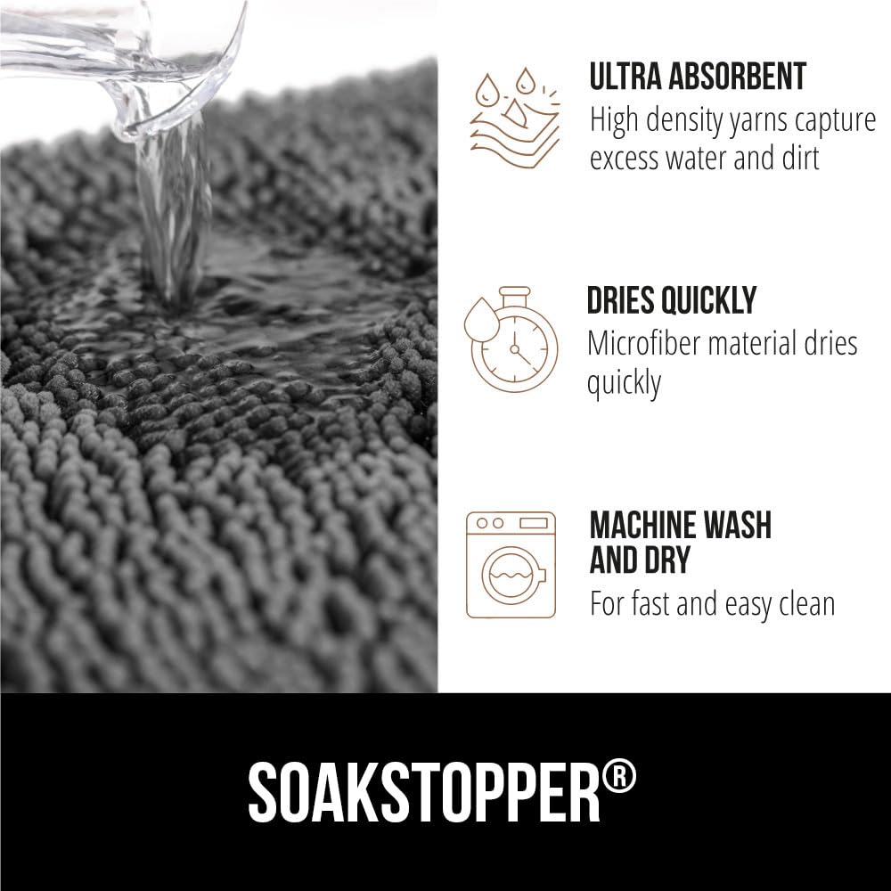 GORILLA GRIP SoakSTOPPER soft chenille fibers dry quickly