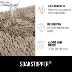 GORILLA GRIP SoakSTOPPER soft chenille microfiber dries quickly underfoot.