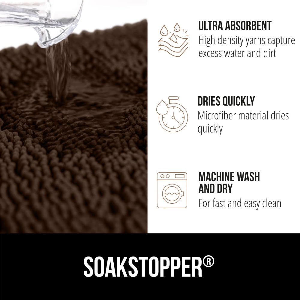 GORILLA GRIP SoakSTOPPER soft chenille pile feels cozy underfoot