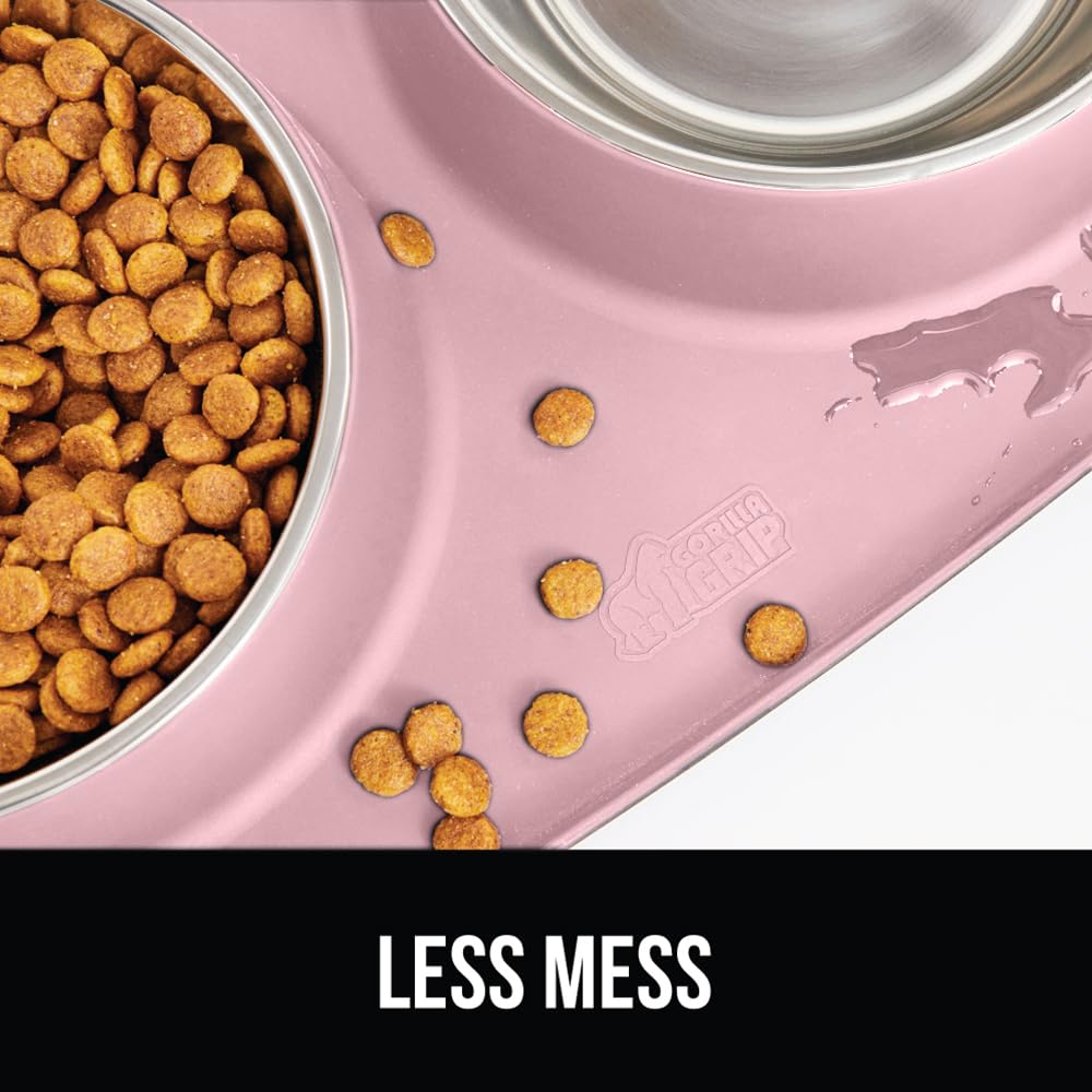 GORILLA GRIP stainless steel bowls close-up shows rust-resistant, food-grade construction