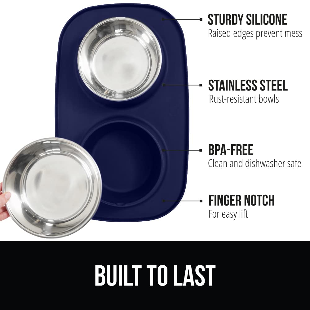 GORILLA GRIP stainless steel bowls navy are durable and rust resistant.