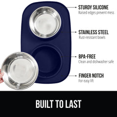 GORILLA GRIP stainless steel bowls navy are durable and rust resistant.
