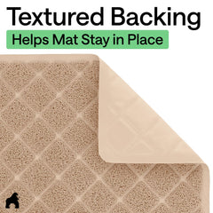 Textured backing keeps the mat in place during pawing.